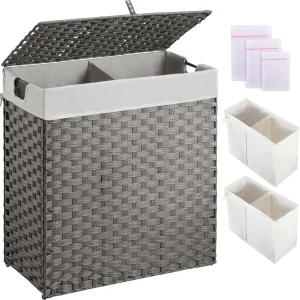 Laundry Hamper lid-No Install Needed,110L Wicker Laundry Baskets