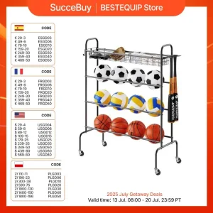 Rolling Basketball Sports Equipment Storage Organizer