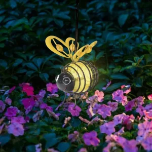 Solar-Powered Hanging Bee Light Solar Fairy Lights Solar Iron Insect Statue with LED